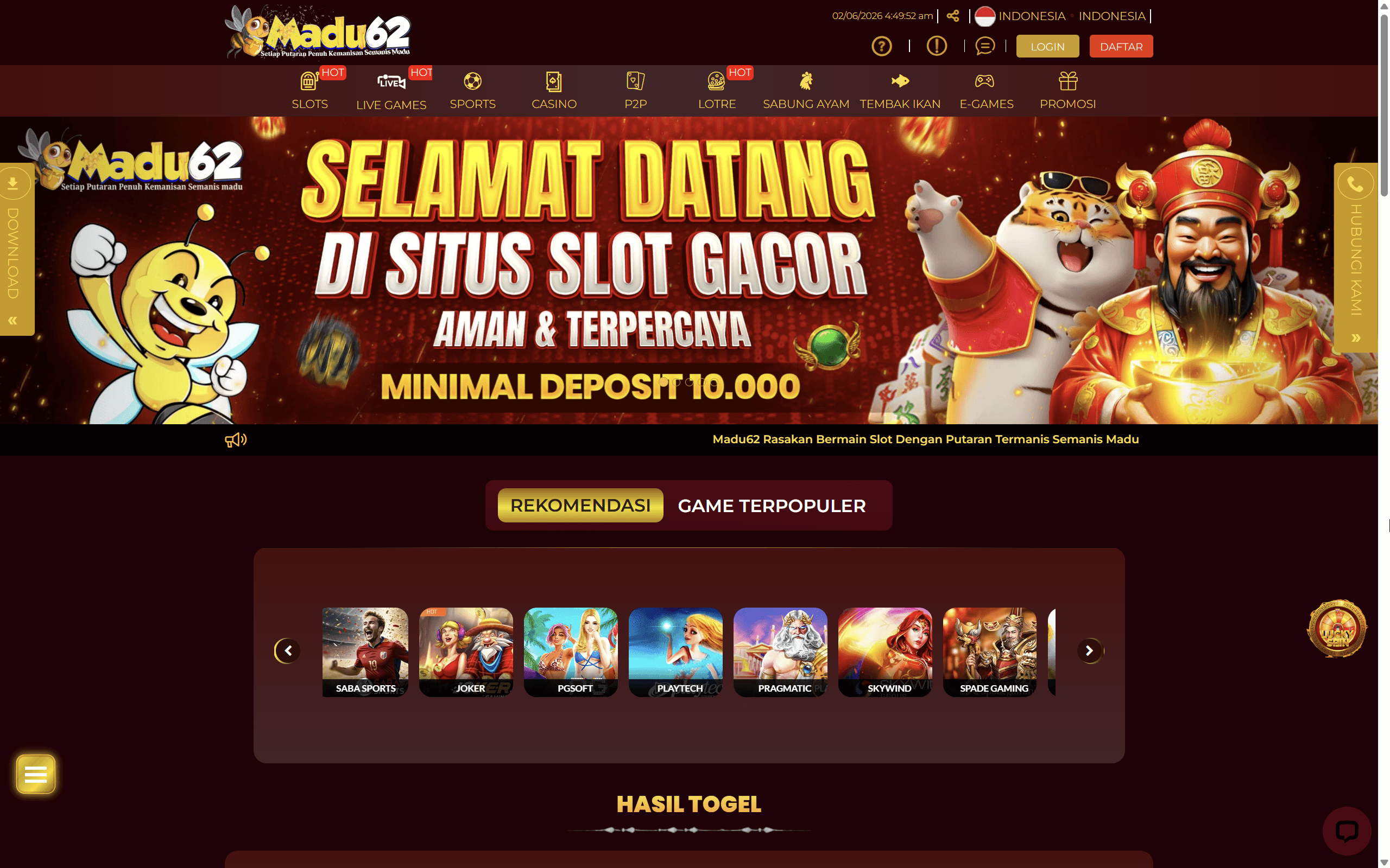 Script Web Slot Honey62 - Platform Casino Online Premium Theme