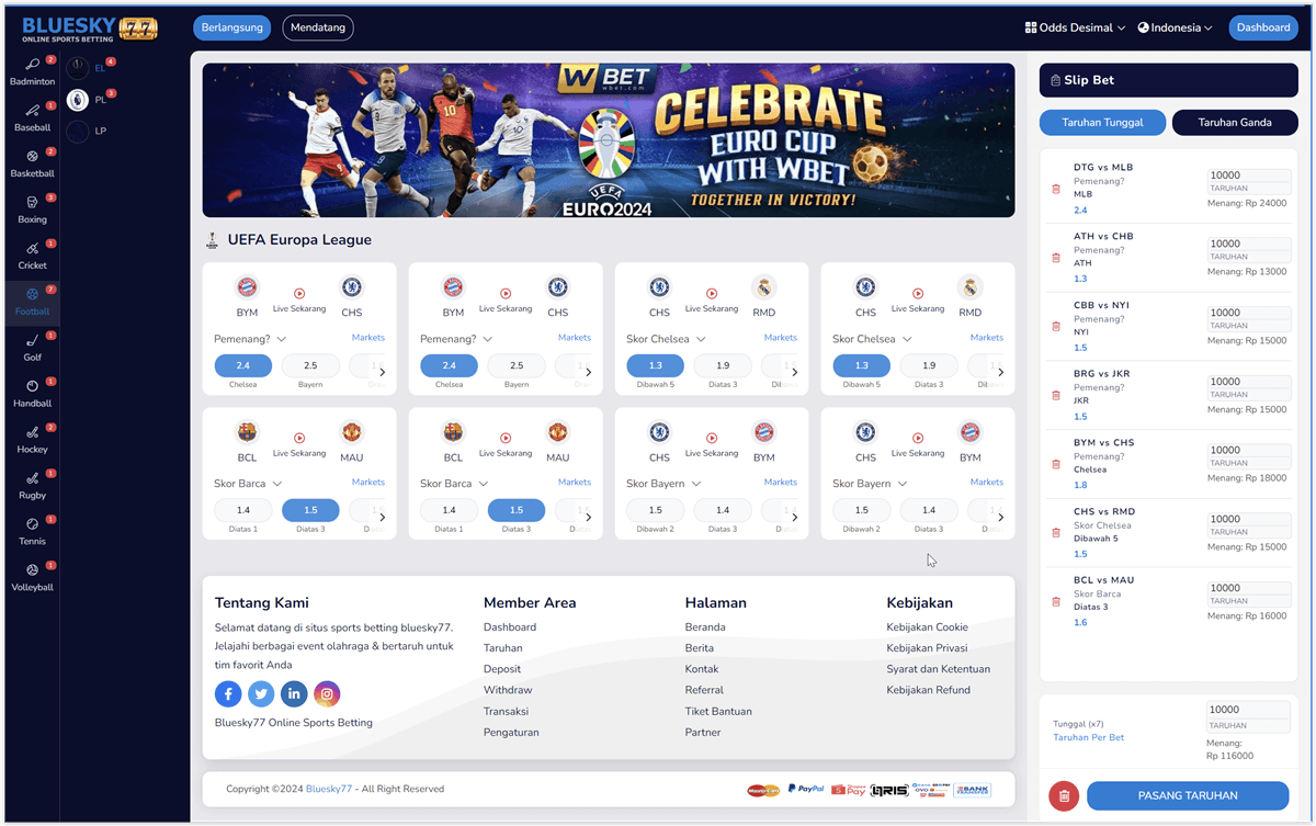 Script Web Bluesky77 Pro - Sports Betting Platform