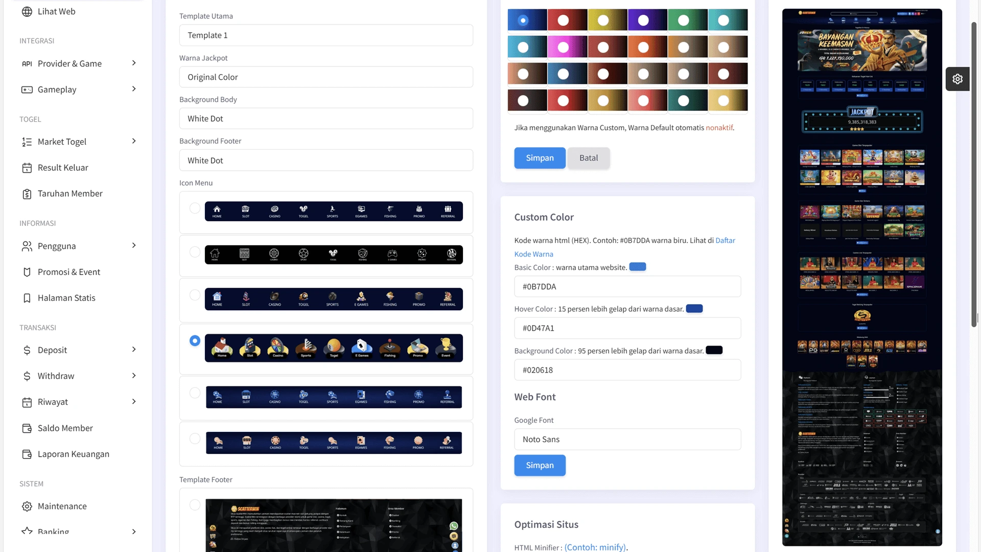 Daftar Fitur Web Slot & Casino Online (All Provider Game)